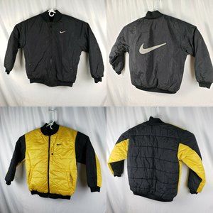 VTG Nike Swoosh Bumble Bee Black & Yellow Reversible Coat Jacket Y LG 14-16 VGC